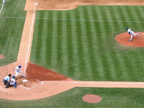 Pitcher pitches to batter at Wrigley Field