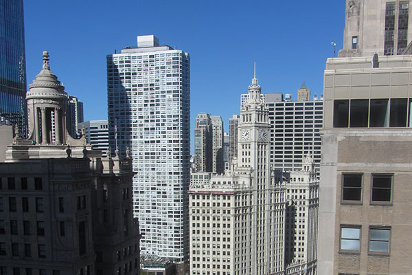 View of Wrigley Building from the Sky-Line Club