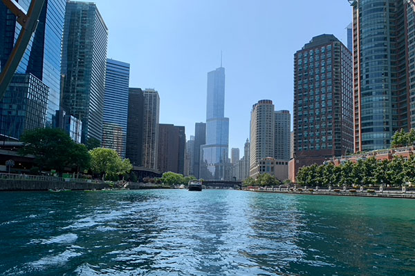 Tall buildings along the Chicago River