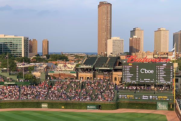View of right field and beyond at Wrigley Field