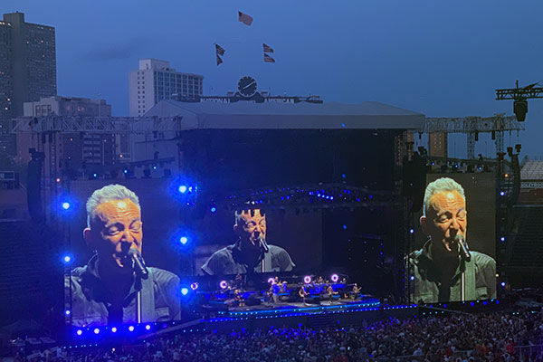 Bruce Springsteen and the E Street Band performing at Wrigley Field