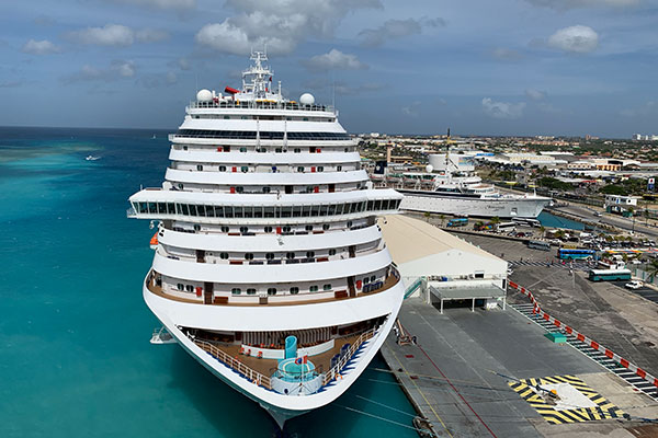 Ship docked in Aruba behind the Regal Princess