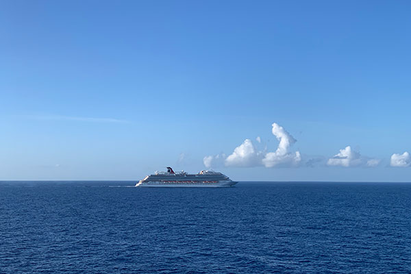 View of Carnival ship from balcony while at sea on November 8