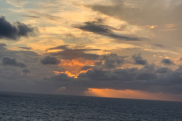 Sunset with clouds looking west from the Regal Princess