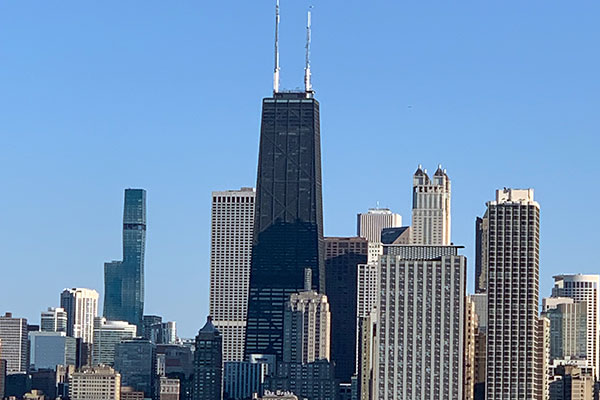 Chicago skyline in mid afternoon on June 14