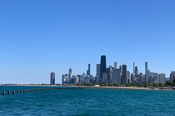 Chicago skyline in distance