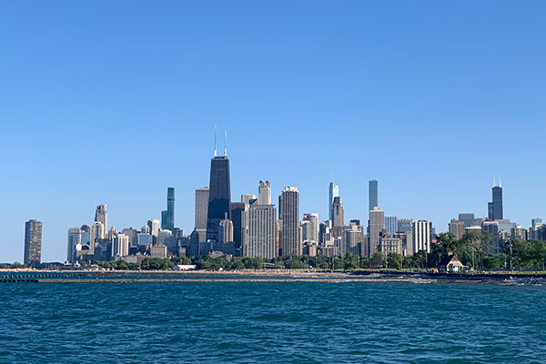 Chicago skyline in late afternoon on June 14