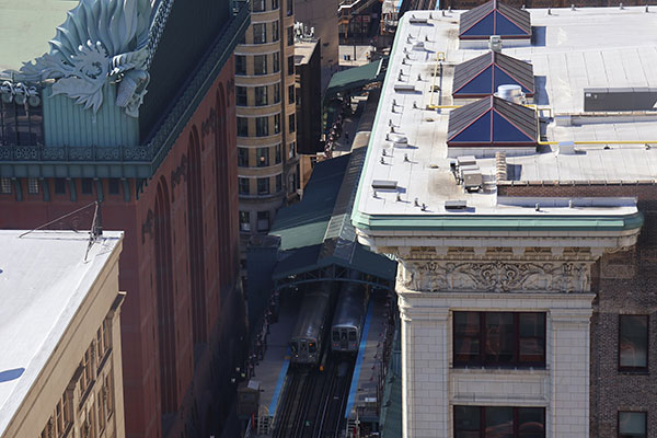 View of elevated train tracks from above