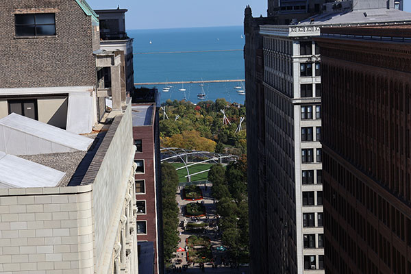 Millenium Park from rooftop of 1 N. Dearborn