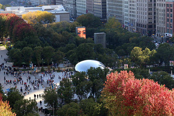 Millenium Park from deck of One Prudential Plaza