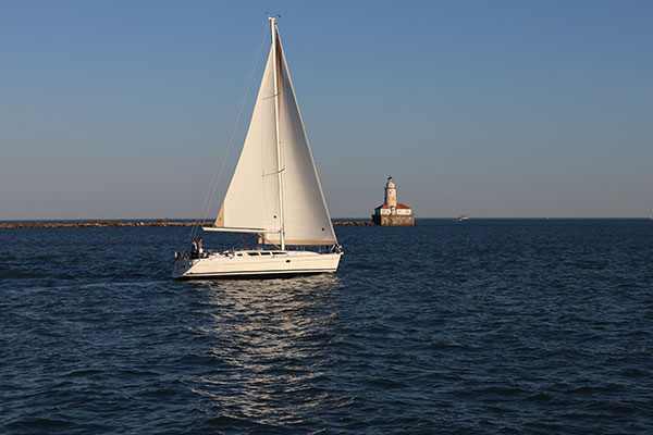 Boat and lighthouse