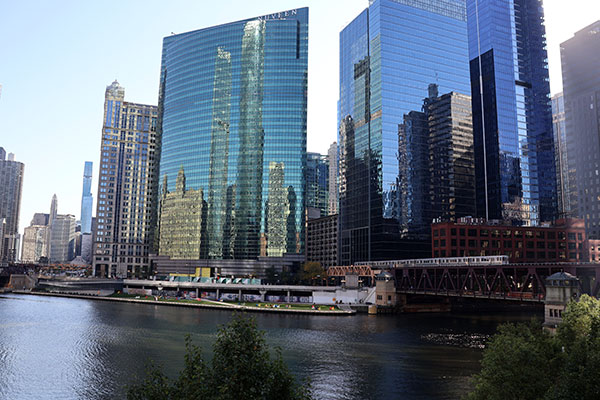 Buildings along Chicago River