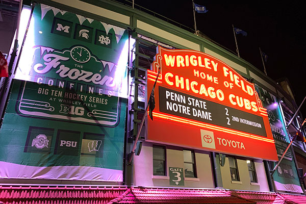 Wrigley Field marquee and Froxen Confines sign