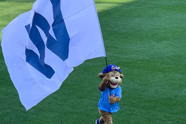 Clark with W flag on Wrigley Field