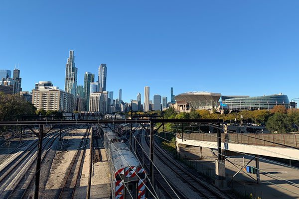 Soldier Field with skyline beyond