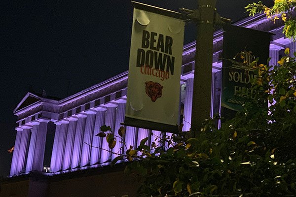 Bear down sign in front of Soldier Field