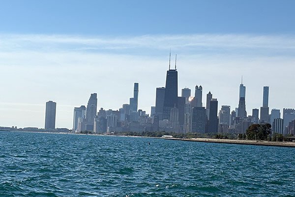 Chicago Skyline beyond Lake Michigan