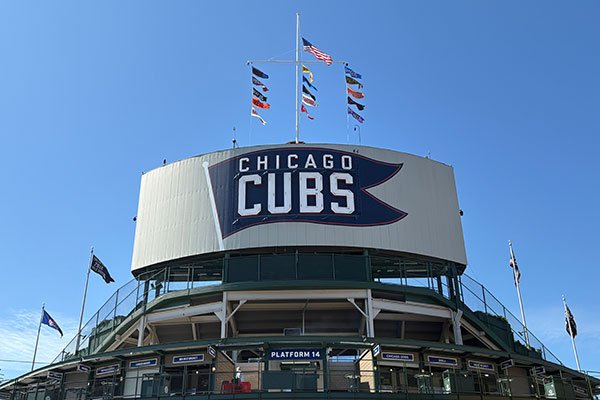 Back of Wrigley Field scoreboard