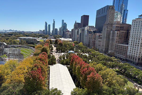 View of Millennium Park from One Prudential Plaza