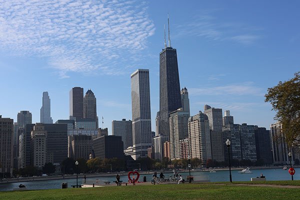 view from Milton Lee Olive Park of skyline