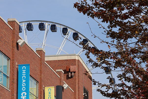 Ferris wheel over building at Navy Pier