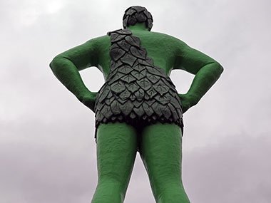 Jolly Green Giant Statue from behind