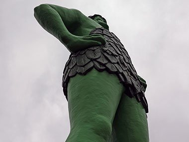 Jolly Green Giant Statue from underneath