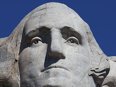 Mount Rushmore closeup of George Washington
