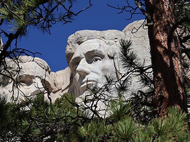 Abe Linoln outlined by trees