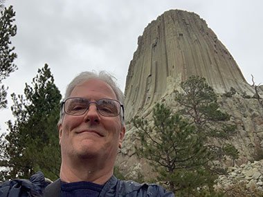 Pat in front of Devils Tower National Monument