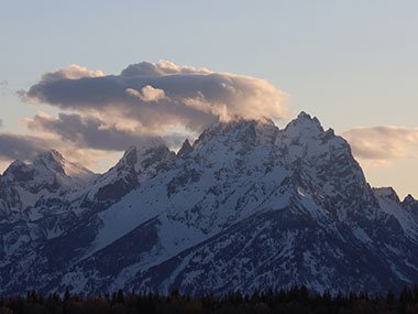 Cloud over mountain in Grand Teton National Park