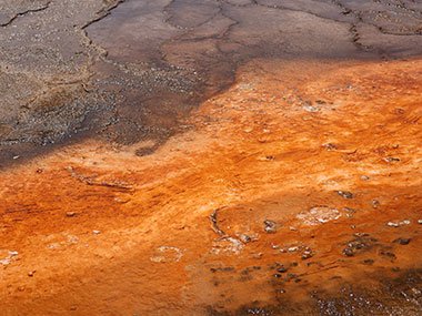 Red sediment in pool