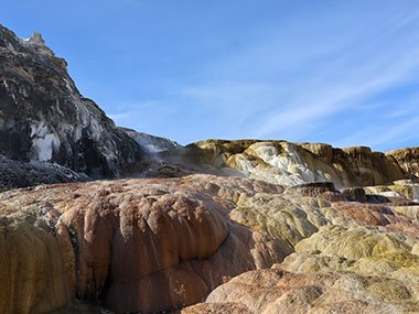 Yellowstone National Park salt deposits at Mammoth Hot Springs