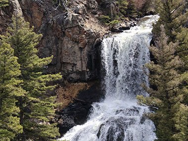 Yellowstone National Park - two levels of a waterfall