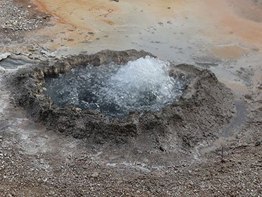 Yellowstone National Park geyser bubbles