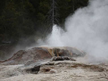 Yellowstone National Park geyser ready to blow