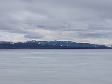 Frozen lake within Yellowstone National Park