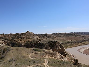 Hills next to river in Theodore Roosevelt National Park