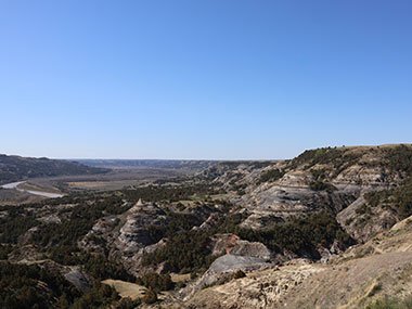 Valley of Theodore Roosevelt National Park from hilltop