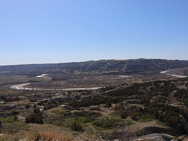 Theodore Roosevelt National Park river passes through valley