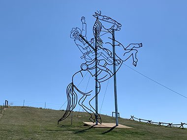 Teddy Roosevelt Rides Again statue along Enchanted Highway