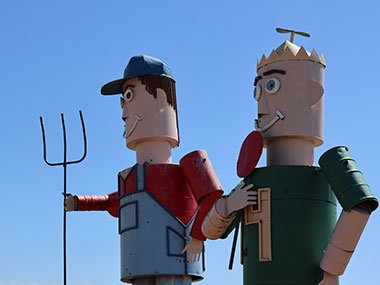 Tin Family sculpture father and son