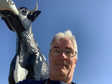 Pat in front of World's Largest Holstein Cow