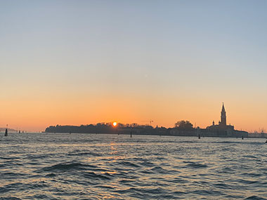 Sunset over an island