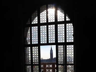 Open window with church in view