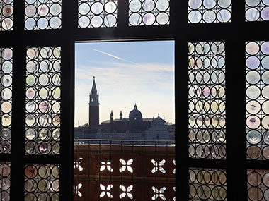 view of building through window