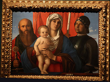 Three people and child in painting