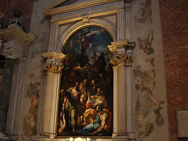 large painting above an altar