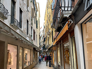 Passageway through shops