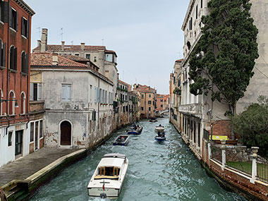 motor boats travel the canal